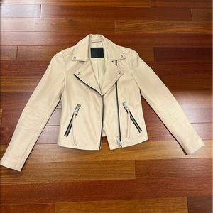 All Saints Light Pink Leather Jacket